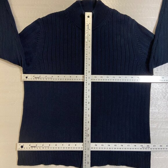 Brooks Brothers Pima Cotton Ribbed Full-Zip Knit Cardigan Sweater Navy Men’s Med - Picture 11 of 15